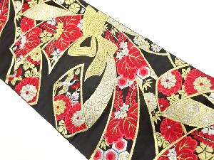 アンティーク　束ね熨斗に鶴・桐模様織り出し袋帯（着用可）